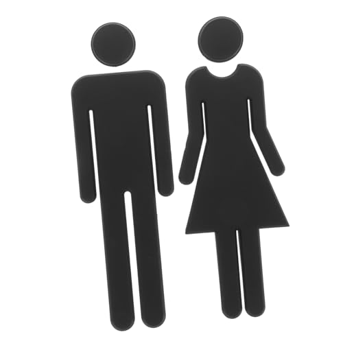 MOTHNUR Edelstahl Wc schild Selbstklebend Schwarz Toiletten Hinweisschild Männer Frauen Langlebiges Badezimmerschild für Büro Restaurant Rostfrei Modernes Design Leicht zu Montieren von MOTHNUR
