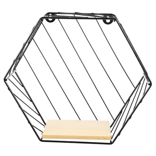 MOTHNUR Eisen Wandregal Schwarz Sechseckig Rostfrei Multifunktional Schwebendes Aufbewahrungsregal für Bad Küche Wohnzimmer ohne Bohren Einfache Montage Dekoratives Wandboard MOTHNUR Eisen Wandregal Schwarz Sechseckig Rostfrei Multifunktional Schwebendes Aufbewahrungsregal für Bad Küche Wohnzimmer ohne Bohren Einfache Montage Dekoratives Wandboard von MOTHNUR