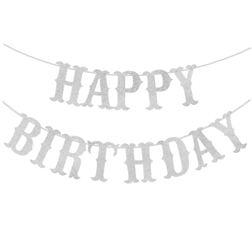 MOTHNUR Geburtstagsgirlande Silber Doppel Lagig Glitzer Buchstaben Banner Partydeko Wand Fenster Tür Hängend Für Indoor Outdoor Feier von MOTHNUR
