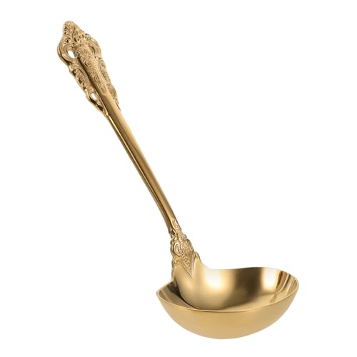 MOTHNUR Goldfarbene Große Suppenkelle aus Metall Ergonomisch Geformt für Komfortables Servieren Hitzebeständig und Langlebig Praktischer Schöpflöffel für Küche und Gastronomie von MOTHNUR