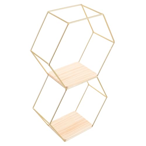 MOTHNUR Goldfarbenes Sechseckiges Wandregal aus Robustem Schwebendes Wanddekor für Wohnzimmer Schlafzimmer Platzsparendes Aufbewahrungsregal Modernes Nordisches Design Vielseitig von MOTHNUR