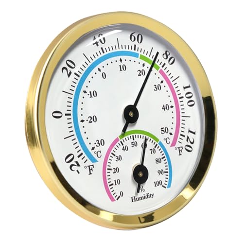 MOTHNUR Großes Indoor Thermometer mit Hygrometer für Büro und Zuhause Mini Temperatur und Luftfeuchtigkeitsmesser Batteriefrei Goldenes Design für Sauna Gewächshaus und Lagerraum Geeignet MOTHNUR Großes Indoor Thermometer mit Hygrometer für Büro und Zuhause Mini Temperatur und Luftfeuchtigkeitsmesser Batteriefrei Goldenes Design für Sauna Gewächshaus und Lagerraum Geeignet von MOTHNUR