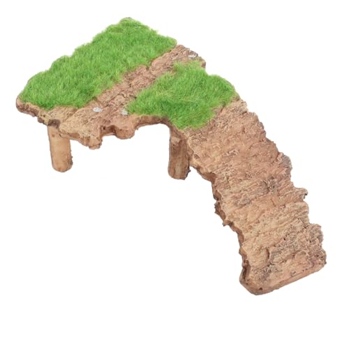 MOTHNUR Harz Schildkröten Sonnenplattform mit Natürlicher Holzstruktur und Grasdekor Basking Platform für Wasserschildkröten und Reptilien Geeignet als Terrarien Zubehör und Aquarium von MOTHNUR