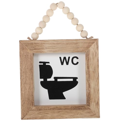 MOTHNUR Holzschild Badezimmer Türschild Hängend Rustfrei Langlebig Dekoratives Wc Schild für Gäste Wc Wanddekoration im Landhausstil Kompakt und Wiederverwendbar von MOTHNUR