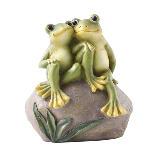 MOTHNUR Kreative Froschpaar Gartenfigur aus Langlebigem Harz Wetterfeste Gartendeko für Balkon und Grünfläche Niedliche Outdoor Froschskulptur als Dekorativer Akzent im Garten von MOTHNUR