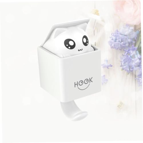 MOTHNUR Kreativer Selbstklebender Wandhaken Katze Cartoon Design Starker Haftkraft Kleiderhaken für Mantel Handtuch Schlüssel für Wohnzimmer Badezimmer Praktische Wanddekoration in Weiß von MOTHNUR