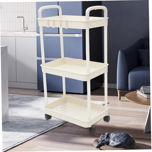 MOTHNUR Lagiger Rollwagen Aufbewahrungswagen mit Rädern Stabiler Mehrzweck Organizer für Küche Büro Wohnzimmer Platzsparend Belastbar und Beweglich Weiß Vielseitig Einsetzbar von MOTHNUR