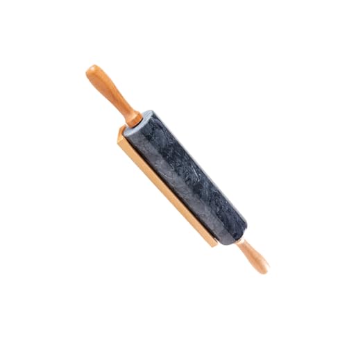MOTHNUR Marmor Teigroller mit Holzgriff Langlebiger Glatter Marble Rolling Pin Antihaftbeschichtet zum Ausrollen von Teig für Pasta Pizza Dumplings und Gebäck Praktisches Küchenwerkzeug von MOTHNUR
