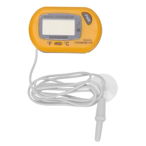 MOTHNUR Mini Aquarium Thermometer Digital Hohe Genauigkeit Kleiner Temperatursensor für Fischbecken und Terrarien mit Großem Display Gelb Klein und Tragbar von MOTHNUR