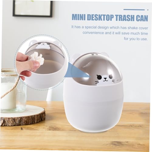 MOTHNUR Mini Mülleimer mit Deckel Niedliches Tier Design Kleiner Abfallbehälter für Tisch Badezimmer Büro Platzsparend und Geruchlos Multifunktionaler Mini Abfalleimer von MOTHNUR