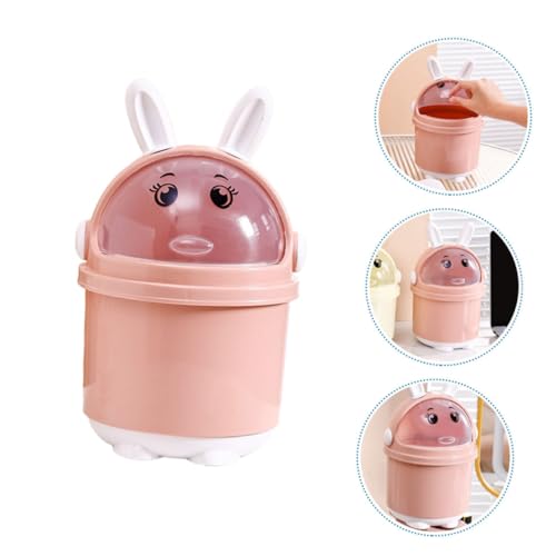 MOTHNUR Mini Tischmülleimer Cartoon Design Kleiner Abfallbehälter für Kinderzimmer und Büro Kompakter Leichter Desktop Papierkorb in Rosa Platzsparend und Dekorativ von MOTHNUR