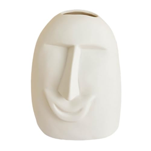 MOTHNUR Minimalistischer Keramik-blumentopf mit Abstraktem Menschlichem Gesicht Weißer Moderner Desktop-Ornament-vase für Wohnzimmer Büro und Wohnkultur von MOTHNUR
