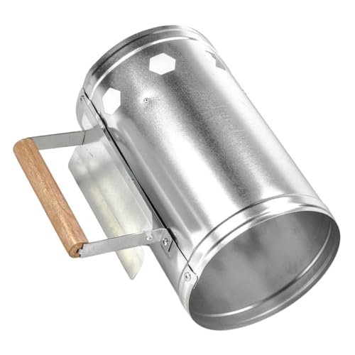 MOTHNUR Outdoor BBQ Holzkohle Anzündkamin mit Wärmeisolierendem Holzgriff Feuerkorb für Camping Garten und Grill Schnelle Kohleanzündung durch Luftzirkulation von MOTHNUR