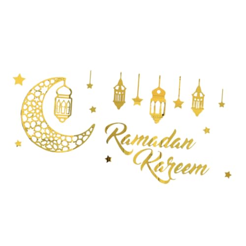 MOTHNUR Ramadan Spiegel Aufkleber Acryl Wanddeko mit Mond Ornament Selbstklebend Eid Mubarak Dekoration für Wohnzimmer Schlafzimmer Büro Gold Akryl Wandtattoo von MOTHNUR