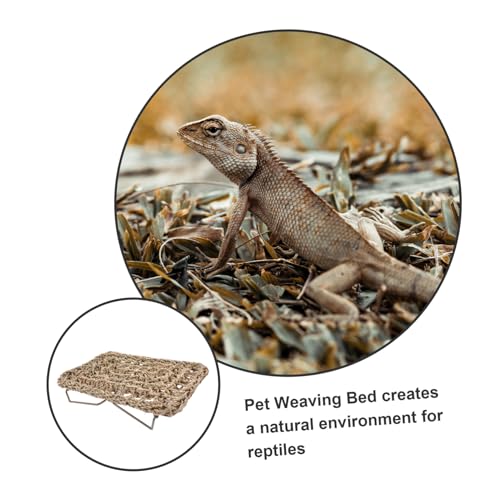 MOTHNUR Reptilien Lounger Bett mit Stabilem Eisenrahmen Geflochtenes Schlafbett für Bartagamen Schlangen und Eidechsen Langlebiges Leicht zu Reinigendes Terrarienbett für Haustiere von MOTHNUR