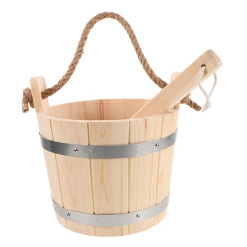 MOTHNUR Sauna Eimer mit Schöpfkelle Hitzebeständiger Badekübel aus Stabilem Praktischer Tragegriff Vielseitig für Sauna Dampfsauna Bad und Garten Geeignet Teilig von MOTHNUR
