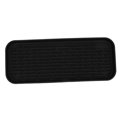 MOTHNUR Schwarze Hitzebeständige Silikon Abtropfmatte Küchenarbeitsplatte Rutschfester Küchen Drying Tray und Multifunktionales Trocken und Aufbewahrungsbrett für Geschirr und von MOTHNUR