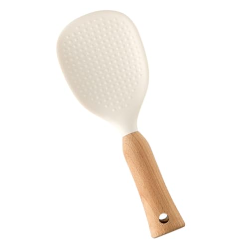 MOTHNUR Silikon Reislöffel mit Holzgriff Robuster Reis spatel Antihaftbeschichteter Kochlöffel für Zuhause Vielseitiger Servierlöffel für Reis Leicht zu Reinigen Langlebiges Küchenutensil von MOTHNUR