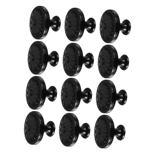 MOTHNUR Teiliges Runde Schwarze Aluminiumschubladenknöpfe mit Blumenmuster Matte Langlebige Küchen und Schlafzimmer Schrankgriffe Einfache Montage Modernes Minimalistisches Design von MOTHNUR
