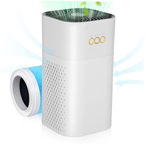 MOTHNUR USB für Kleine Räume Leiser Desktop Luftfilter gegen Rauch Staub und Tierhaare Einstellbare Lüftergeschwindigkeiten für Schlafzimmer Büro und Studentenwohnheim Weiß von MOTHNUR