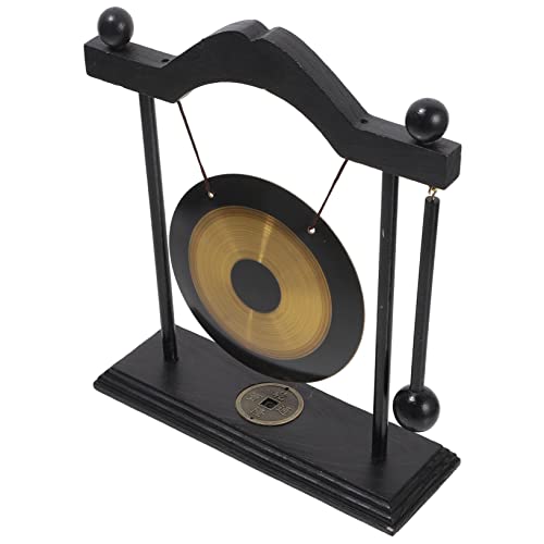 MOTHNUR Vintage Feng Shui Messing Gong mit Holzständer Kompakte Zen Tischdekoration für Zuhause und Büro Stabiles Desktop Ornament Geschenk zur Einweihung und Wohnkultur von MOTHNUR