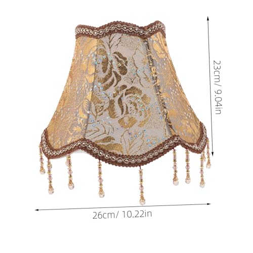 MOTHNUR Vintage Viktorianischer Lampenschirm Europäischer Stil Stofflampenschirm mit Floralen Motiven und Dekorativer Perlenfransenverzierung Passend für Nachttisch und Stehlampen von MOTHNUR