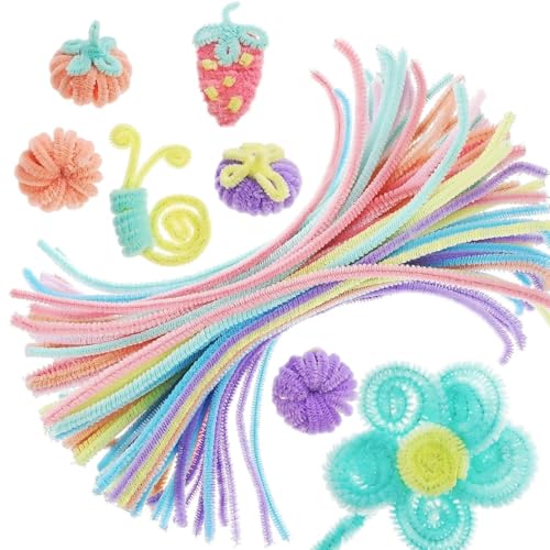 MOTIBACK 200 Stück Pfeifenreiniger Chenilledraht 30CM Biegeplüsch Kunst Pfeifenputzer Bunt Bastelset Bendable DIY Twist Stick Biegeplüsch Bunt zum Basteln für Zum Basteln und Dekorieren(Macaron-Farbe) von MOTIBACK