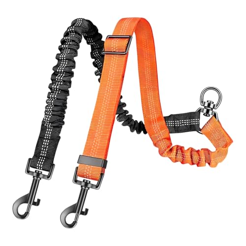 MOTIBACK Doppelte Hundeleine, Doppelleine Für 2 Hunde, Kein Verheddern 360° Drehbarer Splitter, Verstellbare Stoßdämpfende Bungee-reflektierende Leine für Hunde klein、mittlere、große Lauftraining (A) MOTIBACK Doppelte Hundeleine, Doppelleine Für 2 Hunde, Kein Verheddern 360° Drehbarer Splitter, Verstellbare Stoßdämpfende Bungee-reflektierende Leine für Hunde klein、mittlere、große Lauftraining (A) von MOTIBACK