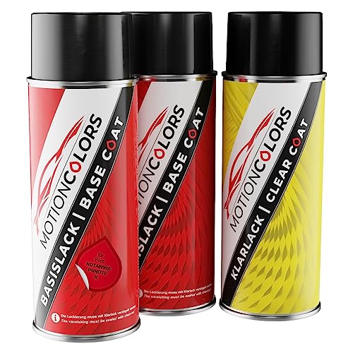 Colorado Red/Colorado Rot NDTAWWA / PNNDT0 / K für Ford Autolack Sprühdosen Set Grundlack Basislack Klarlack Spraydose 400ml von MOTIONCOLORS