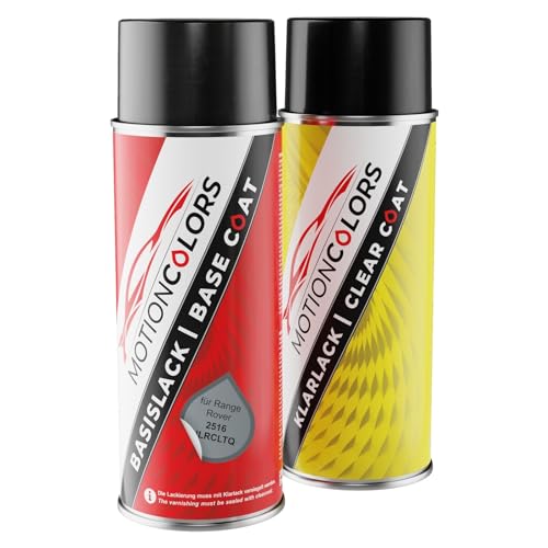 MOTIONCOLORS Arroios Grey Metallic 2516 / JLRCLTQ für Range Rover Autolack Sprühdosen Set Basislack Klarlack Spraydose 400ml von MOTIONCOLORS