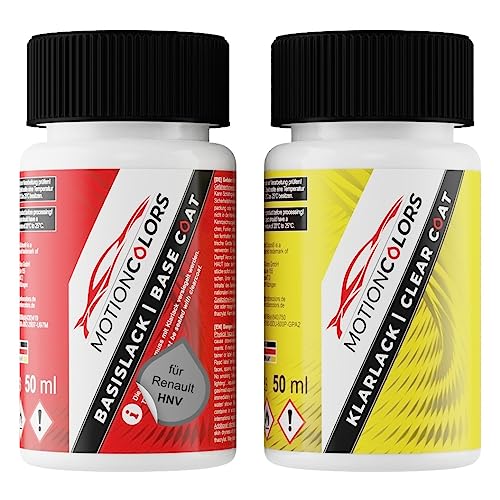 MOTIONCOLORS Beige Sandstone Metallic HNV für Renault Autolack Lackstift Set Basislack und Klarlack je 50ml von MOTIONCOLORS