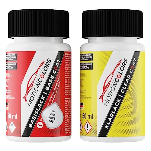 MOTIONCOLORS Bianco/Ducato Weiss 549/B / 549 für Fiat Autolack Lackstift Set Basislack und Klarlack je 50ml von MOTIONCOLORS