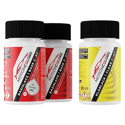 MOTIONCOLORS Cool White Pearl ZNL für Suzuki Autolack Lackstift Set Grundlack Basislack Klarlack je 50ml von MOTIONCOLORS