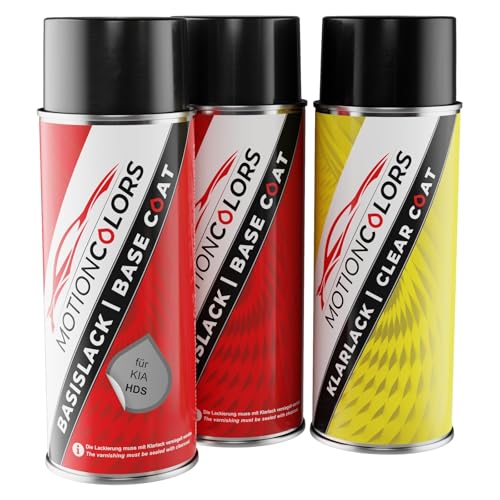 MOTIONCOLORS Grey Silver Metallic HDS für KIA Autolack Sprühdosen Set Grundlack Basislack Klarlack Spraydose 400ml MOTIONCOLORS Grey Silver Metallic HDS für KIA Autolack Sprühdosen Set Grundlack Basislack Klarlack Spraydose 400ml von MOTIONCOLORS