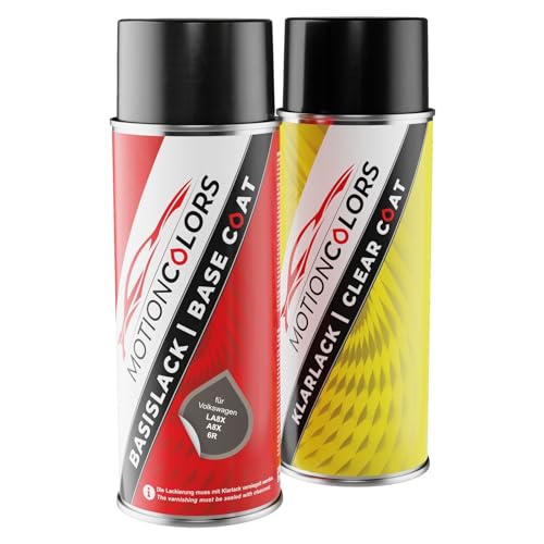 MOTIONCOLORS Kaschmirbraun Metallic/Cashmere Brown Metallic LA8X / A8X / 6R für Volkswagen/VW Autolack Sprühdosen Set Basislack Klarlack Spraydose 400ml von MOTIONCOLORS