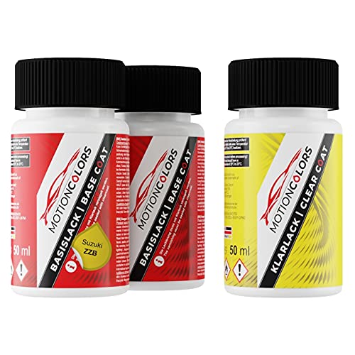 MOTIONCOLORS Kinetic Yellow ZZB für Suzuki Autolack Lackstift Set Grundlack Basislack Klarlack je 50ml von MOTIONCOLORS