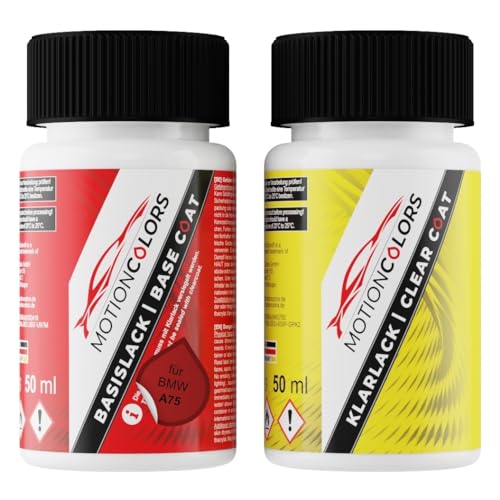 MOTIONCOLORS Melbourne Rot Metallic/Protonic Red A75 für BMW Autolack Lackstift Set Basislack und Klarlack je 50ml von MOTIONCOLORS