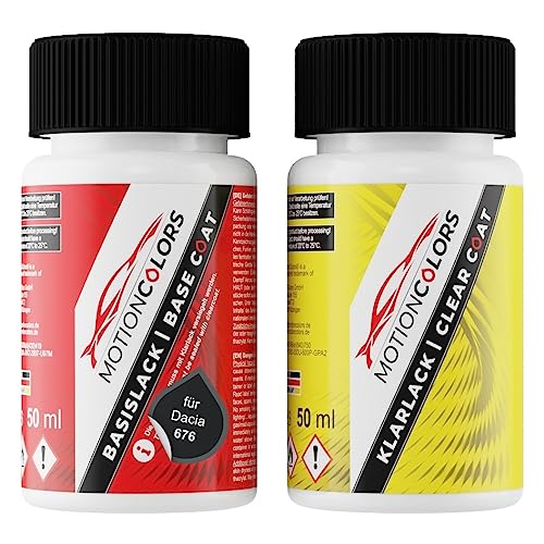 MOTIONCOLORS Noir Nacre/Perlmutt-Schwarz Metallic 676 für Dacia Autolack Lackstift Set Basislack und Klarlack je 50ml MOTIONCOLORS Noir Nacre/Perlmutt-Schwarz Metallic 676 für Dacia Autolack Lackstift Set Basislack und Klarlack je 50ml von MOTIONCOLORS