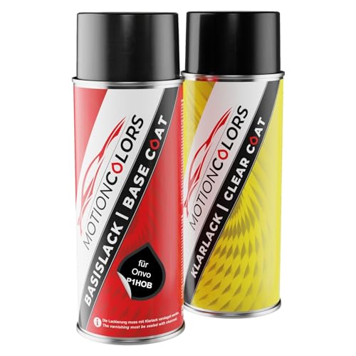 MOTIONCOLORS Onyx Black High Gloss P1HOB für Onvo Autolack Sprühdosen Set Basislack Klarlack Spraydose 400ml MOTIONCOLORS Onyx Black High Gloss P1HOB für Onvo Autolack Sprühdosen Set Basislack Klarlack Spraydose 400ml von MOTIONCOLORS