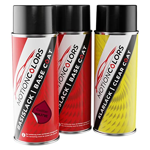 MOTIONCOLORS Red Tint Metallic/Crimson Pearl Tincoat WA379E für Cadillac Autolack Sprühdosen Set Grundlack Basislack Klarlack Spraydose 400ml von MOTIONCOLORS