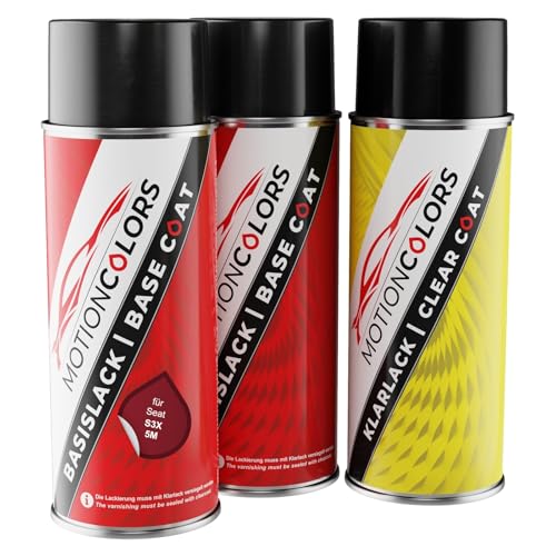 MOTIONCOLORS Rojo Rubi Perlado Metallic/Rubinrot Metallic S3X / 5M für Seat Autolack Sprühdosen Set Grundlack Basislack Klarlack Spraydose 400ml MOTIONCOLORS Rojo Rubi Perlado Metallic/Rubinrot Metallic S3X / 5M für Seat Autolack Sprühdosen Set Grundlack Basislack Klarlack Spraydose 400ml von MOTIONCOLORS