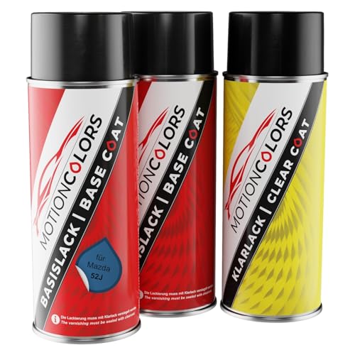 MOTIONCOLORS Sailing Blue Metallic 52J für Mazda Autolack Sprühdosen Set Grundlack Basislack Klarlack Spraydose 400ml MOTIONCOLORS Sailing Blue Metallic 52J für Mazda Autolack Sprühdosen Set Grundlack Basislack Klarlack Spraydose 400ml von MOTIONCOLORS