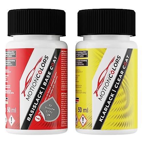 MOTIONCOLORS Steingrau Metallic LY7U / U8 für Porsche Autolack Lackstift Set Basislack und Klarlack je 50ml von MOTIONCOLORS