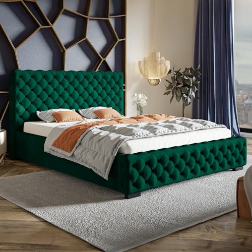 MOTIVENA Adelle Chesterfield Polsterbett 180x200 mit Bettkasten und Stauraum, Samt, Lattenrost, Kopfteil, Ohne Matratze, Dunkelgrün MOTIVENA Adelle Chesterfield Polsterbett 180x200 mit Bettkasten und Stauraum, Samt, Lattenrost, Kopfteil, Ohne Matratze, Dunkelgrün von MOTIVENA