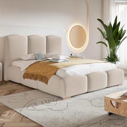 MOTIVENA Hilton Bubble Bett 200x200, Polsterbett 200x200, mit Bettkasten, mit Stauraum, mit Lattenrost, mit Kopfteil, ohne Matratze, Bett Boucle, Beige MOTIVENA Hilton Bubble Bett 200x200, Polsterbett 200x200, mit Bettkasten, mit Stauraum, mit Lattenrost, mit Kopfteil, ohne Matratze, Bett Boucle, Beige von MOTIVENA