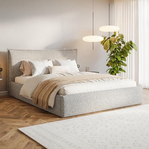 MOTIVENA Leno Bett 120x200, Polsterbett 120x200 Struktur-Stoff, mit Bettkasten, mit Stauraum, mit Lattenrost, mit Kopfteil, ohne Matratze, Beige Mix MOTIVENA Leno Bett 120x200, Polsterbett 120x200 Struktur-Stoff, mit Bettkasten, mit Stauraum, mit Lattenrost, mit Kopfteil, ohne Matratze, Beige Mix von MOTIVENA