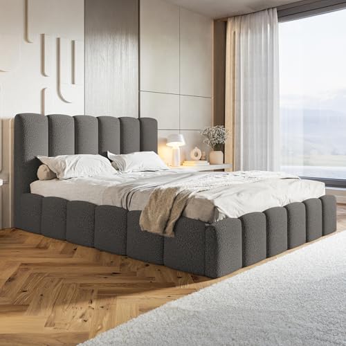 MOTIVENA Nunu Bubble Polsterbett 180x200 mit Bettkasten, Bubble Bett 180x200 mit Matratze und Lattenrost, Bett Kopfteil Boucle, Matratze H3/H4, Bett Boucle, Polsterbett 180x200 Grau Anthrazit MOTIVENA Nunu Bubble Polsterbett 180x200 mit Bettkasten, Bubble Bett 180x200 mit Matratze und Lattenrost, Bett Kopfteil Boucle, Matratze H3/H4, Bett Boucle, Polsterbett 180x200 Grau Anthrazit von MOTIVENA