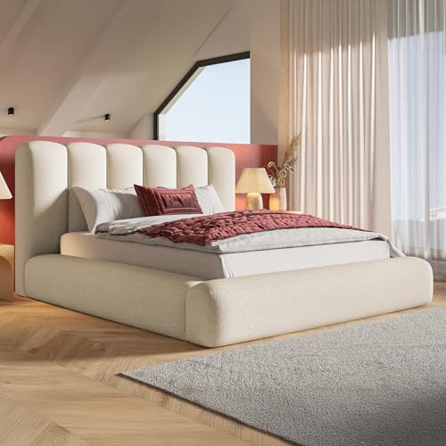 MOTIVENA Tolie Bubble Polsterbett 160x200 mit Bettkasten, mit Stauraum, mit Kopfteil, ohne Matratze, Bett Boucle, Bett 160x200 Beige MOTIVENA Tolie Bubble Polsterbett 160x200 mit Bettkasten, mit Stauraum, mit Kopfteil, ohne Matratze, Bett Boucle, Bett 160x200 Beige von MOTIVENA