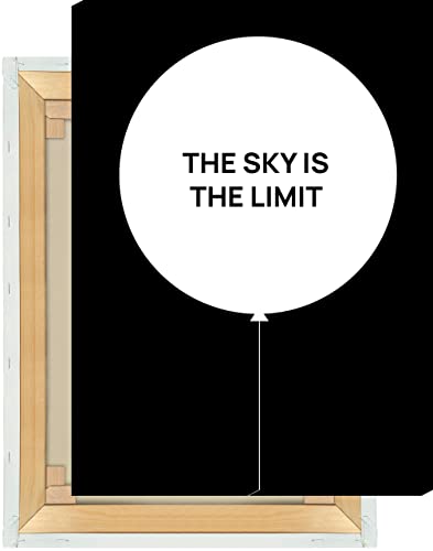 Hochwertiger Leinwand-Druck The Sky Is The Limit | 20x30cm, schwarz/weiß, 320g Canvas matt & Qualitätsfarben | Typografie-Print Design | Motivation | Dekoration für Zuhause | Schlafzimmer, Wohnzimmer, von MOTIVISSO