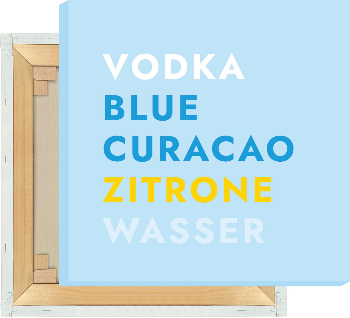 MOTIVISSO Leinwandbild Cocktail Blue Lagoon - Text von MOTIVISSO